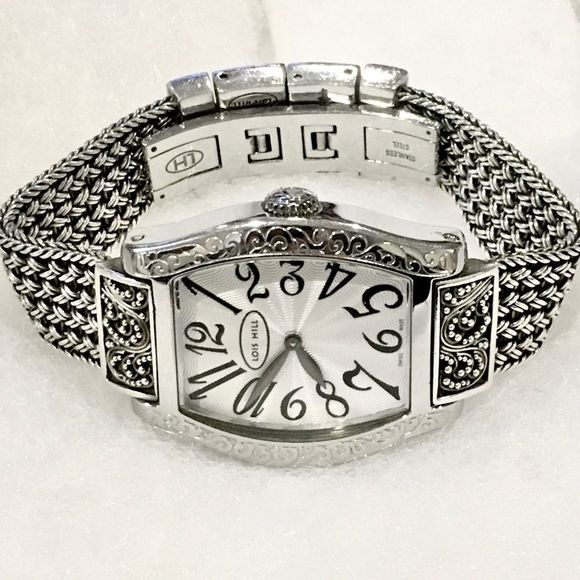 LOIS HILL Watch Sterling Silver Torneau Swiss Movement Bracelet Watch - Picture 14 of 17